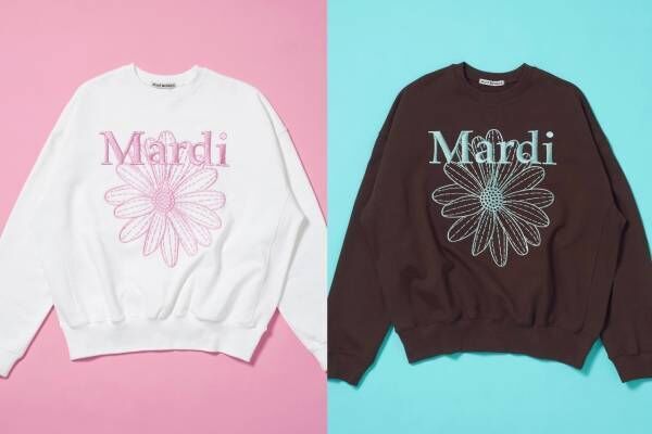 マルディメクルディ“花の刺繍”スウェットが代官山限定で、ホワイト 