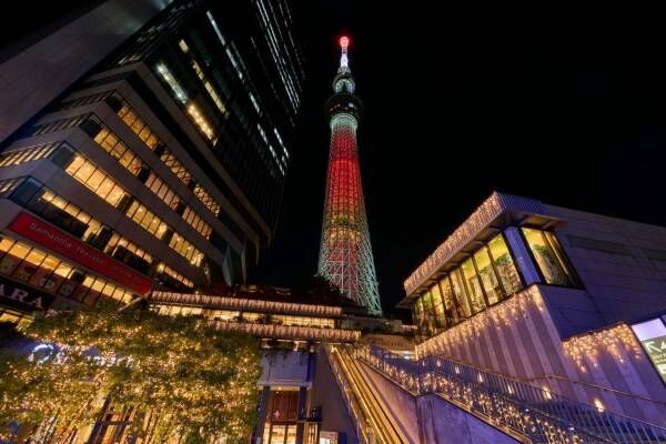 東京スカイツリータウンのクリスマス2024、イルミネーションや“ツリー風”ライティング