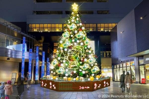 グランベリーパークでスヌーピーのクリスマスイベント2024「ピーナッツ」装飾ツリーやイルミネーション