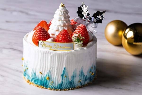 アニヴェルセルの24年クリスマスケーキ、“ドレス風”ツリー×青グラデーションのショートなど