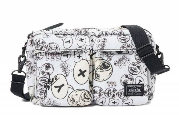 ポーター×横尾忠則「泣き笑い」総柄プリントの2WAYショルダー＆トートバッグ、サイン刺繍入り
