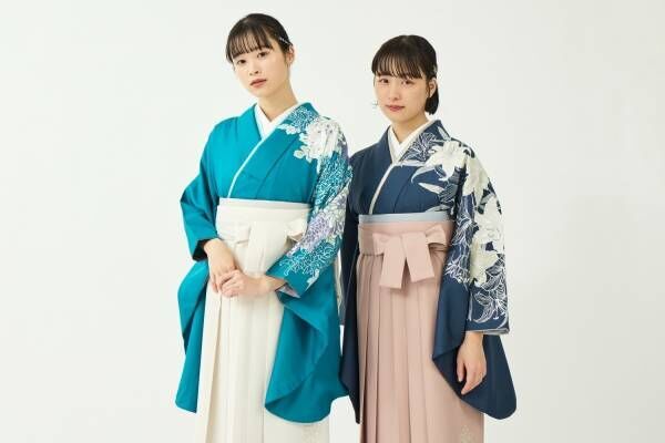 きものやまと25年卒業袴、咲き誇る“菊や百合”描いた着物＆水引き刺繍の袴