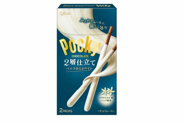 江崎グリコ「ポッキー」“2層仕立て”の新作、ホワイトチョコレート×バニラ香るふんわりムースチョコ