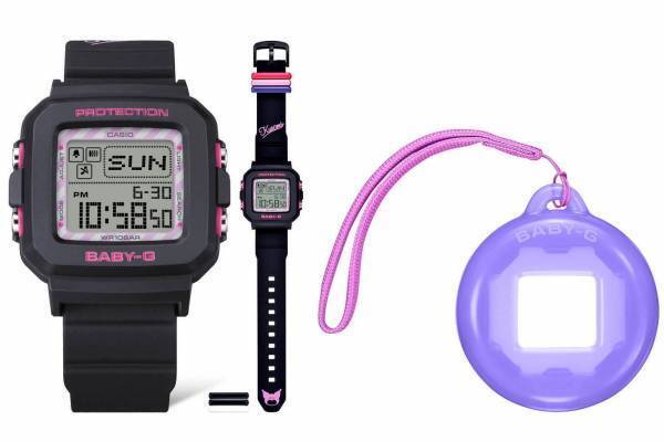 BABY-G×クロミ、腕時計とチャームの2WAY「ベイビージープラス」がブラック＆パープルカラーで