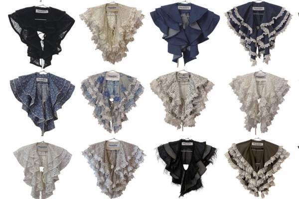 フミエ タナカより花柄生地やレースの“1点もの”フリル付け襟、伊勢丹新宿で発売