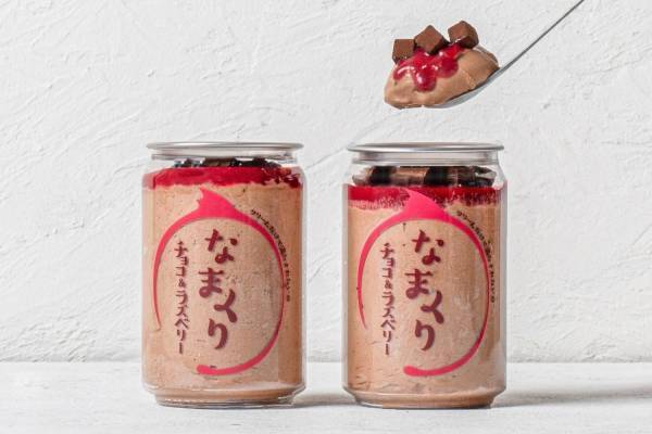 生クリームスイーツ缶「なまくり」濃厚チョコ×ラズベリーのバレンタイン限定フレーバー、生チョコをオン