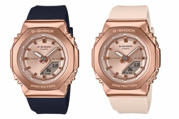 G-SHOCK“輝くメタルダイヤル”の腕時計、ピンクゴールド×ブラックなど全3色