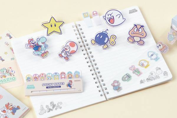 「スーパーマリオ」パステルカラーの文具＆雑貨、スターの金属チャーム付きポーチやブッククリップなど