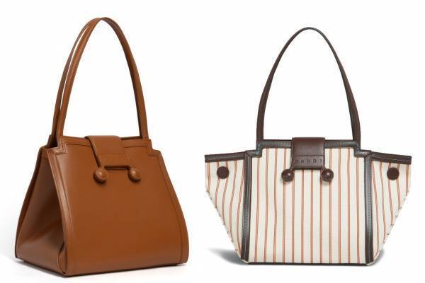 マルニのトートバッグ「リヴィエラ」スクエア＆台形の2WAY、レザーやストライプキャンバスで