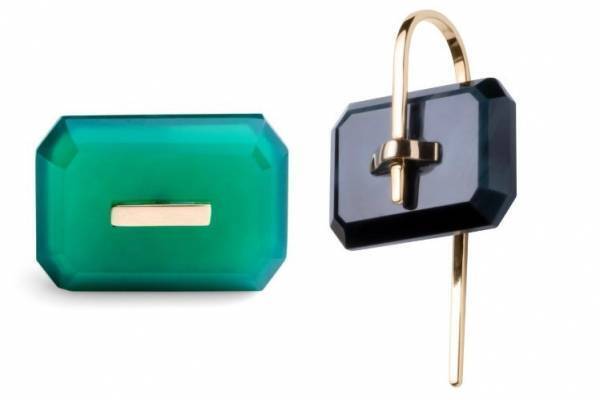 ヒロタカ“南国の鳥”着想の天然石ピアス、大胆スクエアカットのブラックオニキスやアマゾナイト