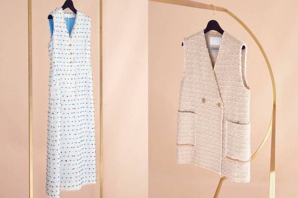 “ブルーベリーのポンポン”を配したツイードドレスなどフルーツ着想ウェア、トゥモローランドで