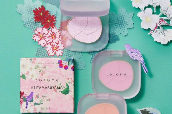 トーン×ケイタ マルヤマ「花鳥」描いた25年春コスメ、“桜ピンク”の限定アイシャドウ＆香水など