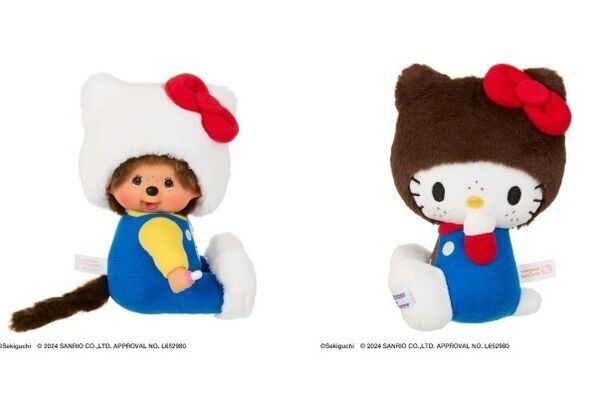 モンチッチ×ハローキティ、猫耳モンチッチやそばかすキティの 