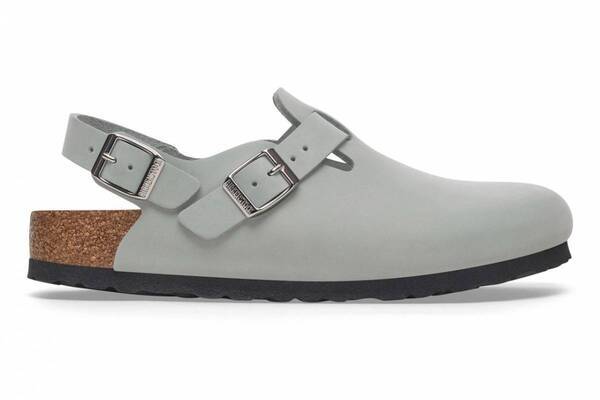 ビルケンシュトックのストラップ付きサンダル「トキオ」淡いセージグリーンのヌバックアッパーで