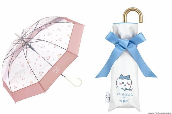 ちいかわ×Wpc.“お花見楽しむハチワレやうさぎたち”のビニール傘＆日傘、花びら舞う総柄で