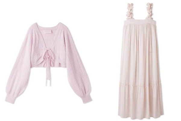 ジェラート ピケ25年桜ルームウェア、ふんわりニットカーディガン＆“花びらフリルストラップ”のワンピ