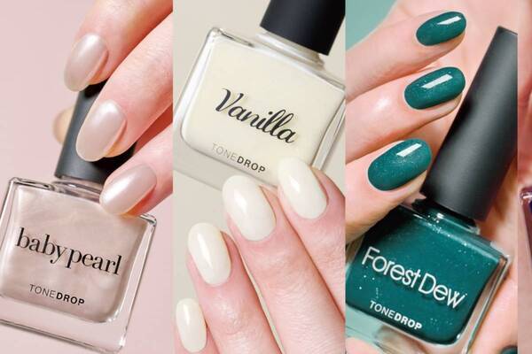 トーンドロップ25年春ネイル、柔らかなピンクパールや"新緑”着想のエメラルドグリーンなど