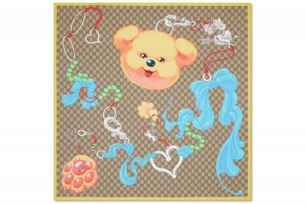 グッチのシルクスカーフ「90 x 90」アーティストが“GGパターン”や花柄  