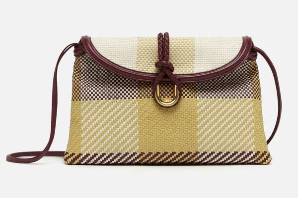 ボッテガ・ヴェネタのウィメンズバッグ「リベルタ」細かな編み込みレザーのタータンチェック柄