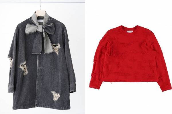 ベルパー25年春夏、デニムのボウタイブラウスや“LOVE”の文字が隠れたダメージカットソー