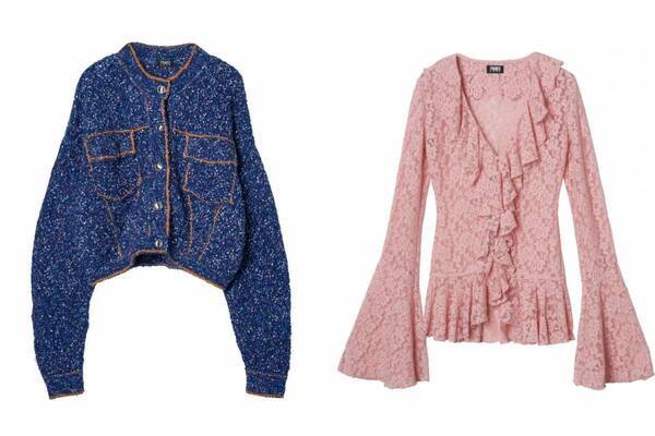 パメオポーズ25年春ウェア、“デニム風”ニットジャケット＆たっぷりフリルのレースブラウス