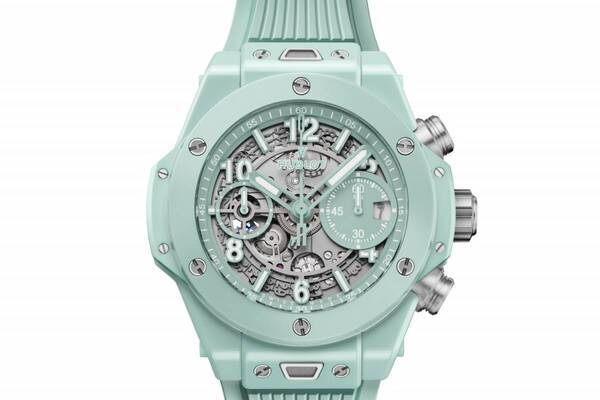 ウブロ“パステルカラー”腕時計「ビッグ・バン ウニコ」ミントグリーンのセラミック製42mmケース