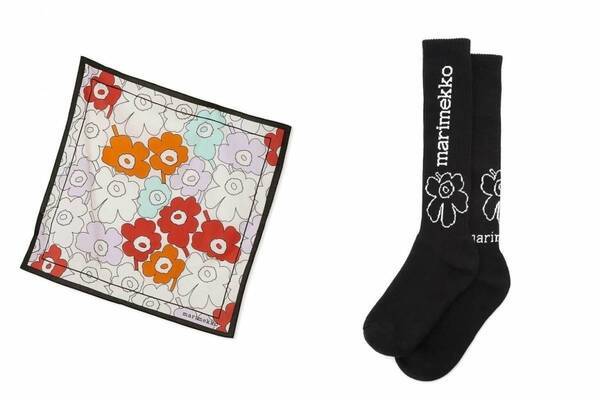 マリメッコのエミ限定アイテム、色とりどりの「ウニッコ」柄スカーフ＆ロゴソックスなど