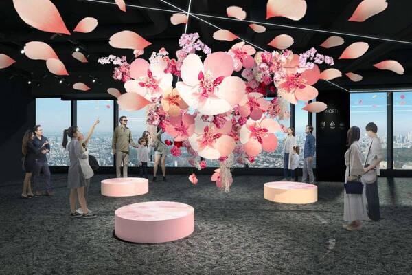 渋谷スカイ“巨大花々が彩る”春イベント「フラワー ビュー」天空に広がる桜＆たんぽぽの庭園