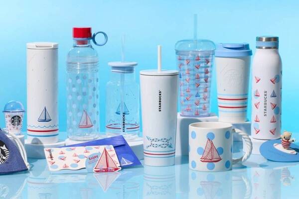 スターバックス「マリンテイスト」の25年夏グッズ、“ヨット×ドット”マグやボーダー柄タンブラー