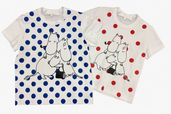 タオの水玉ワンピースやヴィンテージスカーフのスカート、ムーミンのドット柄キッズTシャツも