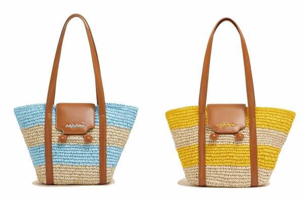 マルニの夏色ボーダー柄「トランカルー」かごバッグ、牛革とラタン編みのクロスボディも