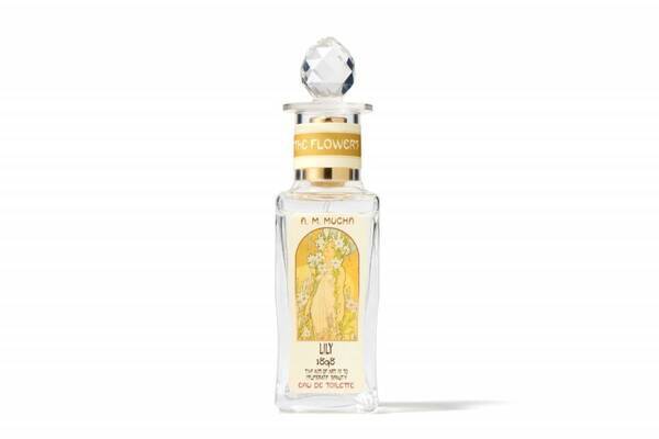 ミュシャ財団公式ブランド“純白の香り”で人気のフレグランス《四つの花》リリー、クリスタル風ボトルで