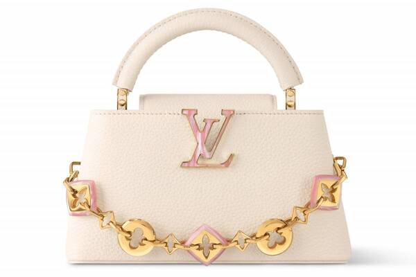 ルイ・ヴィトンのハンドバッグ「カプシーヌ」モノグラム・フラワー煌めくチェーン付きで