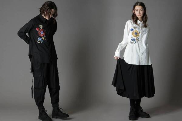 ヨウジヤマモト「グラウンド ワイ」スリムな”中華花刺繍”シャツ、大阪・心斎橋限定で