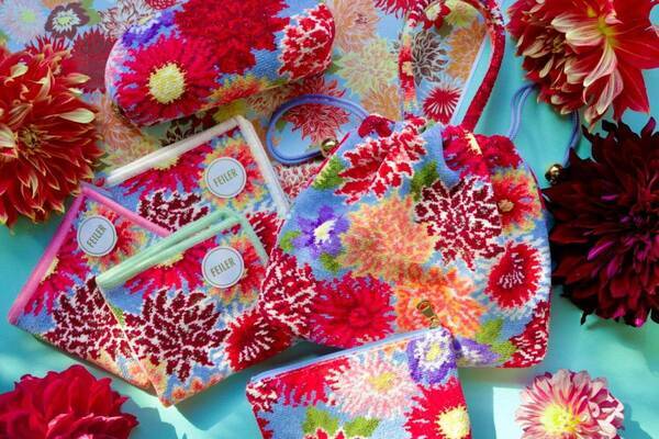 フェイラー×ケイタ マルヤマ“ダリアの花”シュニール織ハンカチやミニバッグ、ザ トウキョウコラボ