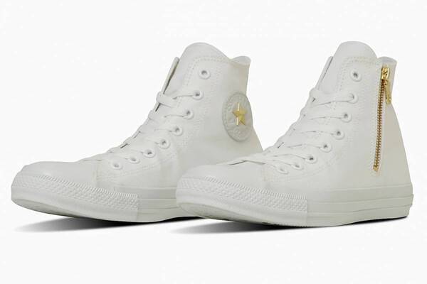 コンバース「オールスター」25年春夏、“ゴールドジッパー＆星スタッズ煌めく”白スニーカー