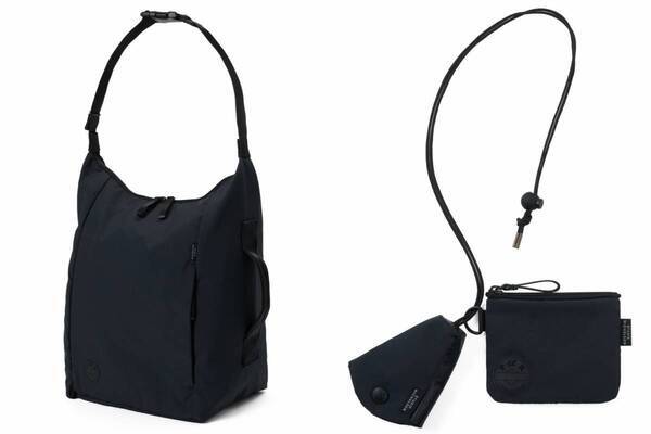 スタジオ ニコルソン×POTRのナイロンバッグ、拡張マチ付きボンサック＆首から下げるミニポーチ