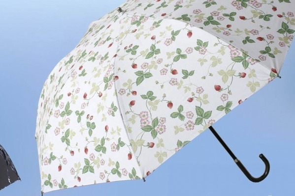 陶磁器ブランド「ウェッジウッド」晴雨兼用折りたたみ日傘、可憐な“ワイルドストロベリー”柄で