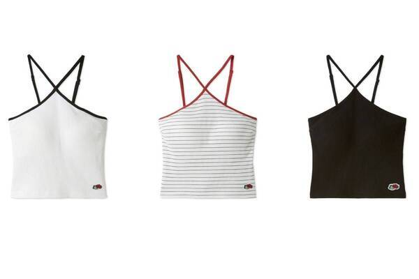 リリー ブラウン×フルーツオブザルーム、“果実ロゴ入り”ホルターネックのカップ付きキャミソール