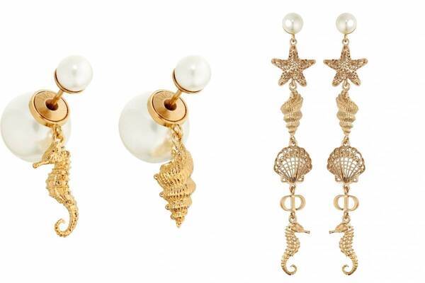 ディオールの夏ジュエリー、タツノオトシゴや貝を飾ったパールピアス＆動物モチーフのチャームも