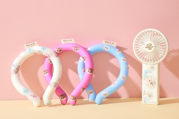 ポール ＆ ジョー夏の冷感グッズ、“猫だらけ”のひんやりネックリング＆花柄ハンディファン