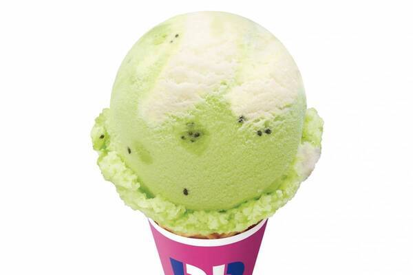 サーティワン「キウイ杏仁豆腐」“まるでキウイを丸かじり”果肉入りソルベ×杏仁豆腐風味アイスクリーム