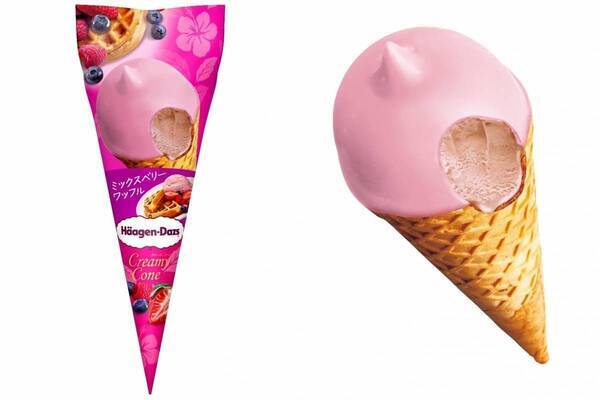 ハーゲンダッツ新作「クリーミーコーン ミックスベリーワッフル」甘酸っぱいベリーアイス×はちみつコーン