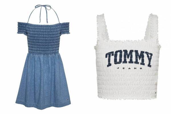 トミー ジーンズ25年夏ウェア＆バッグ、シャーリング加工のワンピースや透かし編みニットポロ