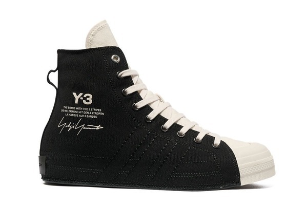 「Y-3 ニッツァ ハイ」25年秋冬スニーカー、ソールまで伸びるロゴ入りキャンバスアッパー