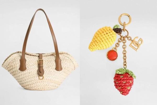 ドルチェ＆ガッバーナ、伊伝統菓子“カンノーロ”風の巻き込むラフィアバッグやフルーツチャーム