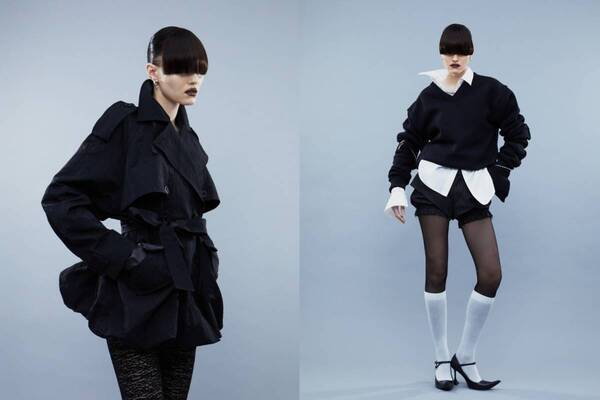 プールデ“バルーン裾”のワンピース風アウター＆芋虫風ボリュームスリーブのセーター