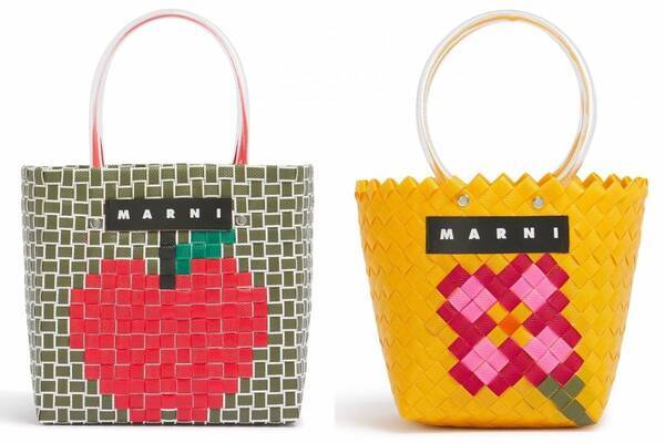 マルニ“フルーツ＆花”モチーフの編み込みハンドバッグ、阪急うめだ本店で