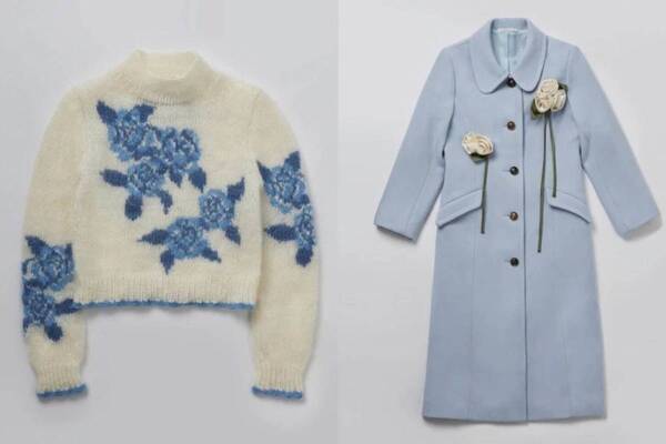 カナコ タムラ25年秋冬ウィメンズウェア、“アンティークの食器”着想花柄ニット＆バラの花束付きコート