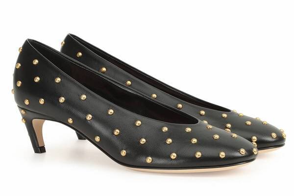 セルジオ ロッシ“金色スタッズ”のドット柄シューズ、ヒールパンプス＆レザースリッパ